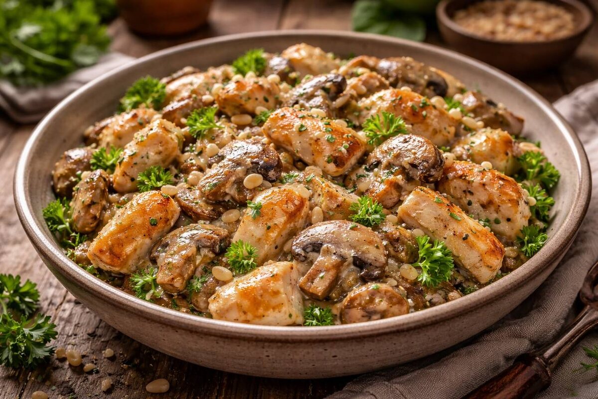 Согревающий салат с курицей и грибами: идеальное блюдо для зимнего вечера