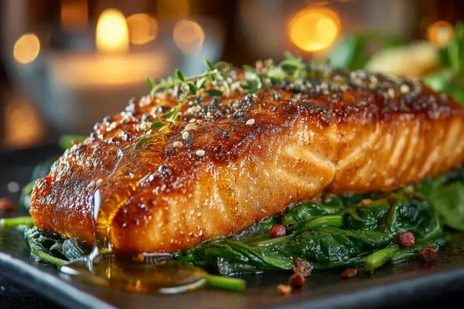 Нежный лосось в медовой глазури: идеальный ужин для двоих