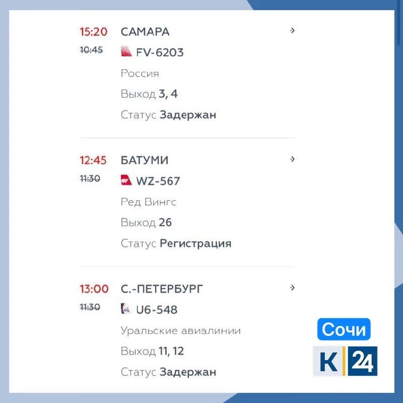 Более 20 рейсов задерживаются в аэропортах Кубани Более 20 рейсов задерживаются в аэропортах Кубани