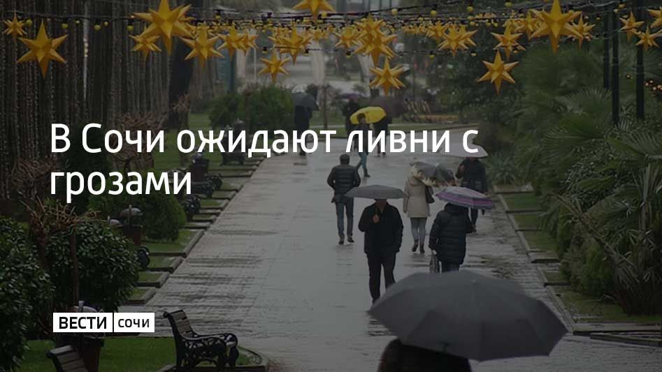С вечера 15 октября и до конца дня 16 октября в Сочи и Сириусе местами пройдут сильные дожди и ливни с грозами, сообщили в администрации курорта