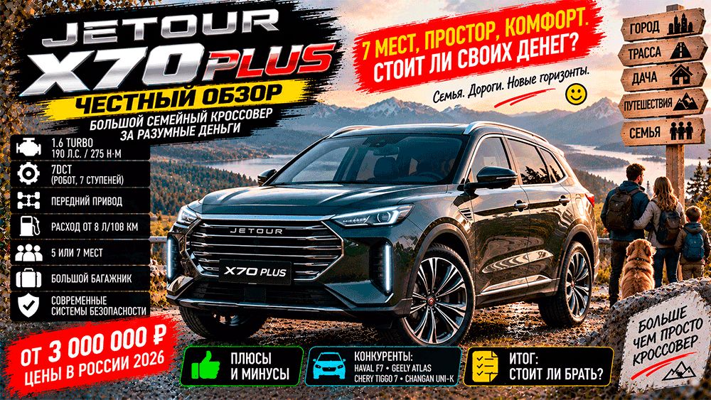 Большой кроссовер за разумные деньги: стоит ли покупать JETOUR X70 Plus в 2026 году