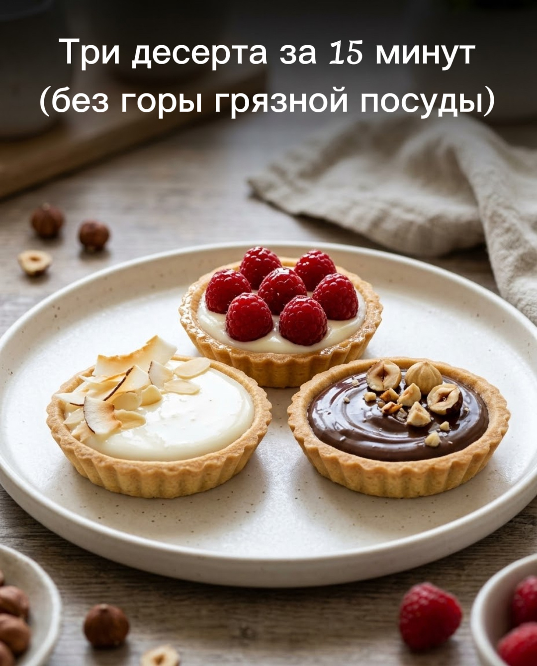Один замес — три вкуса: готовим эффектные десерты к чаю за 15 минут